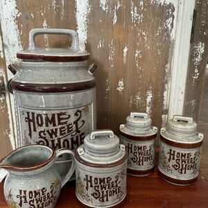 Vintage Ceramic Canister Set with Home Sweet Home Design